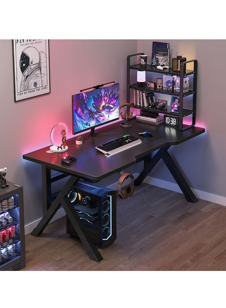 رايز طاولة ألعاب 120 سم، مكتب ألعاب، مكتب كمبيوتر، مكتب منزلي، مكتب كبير جدًا حديث مصمم هندسيًا، طاولة حاسوب سوداء لمحطة عمل اللاعبين (أسود، 120x60x75 سم) - Image 1